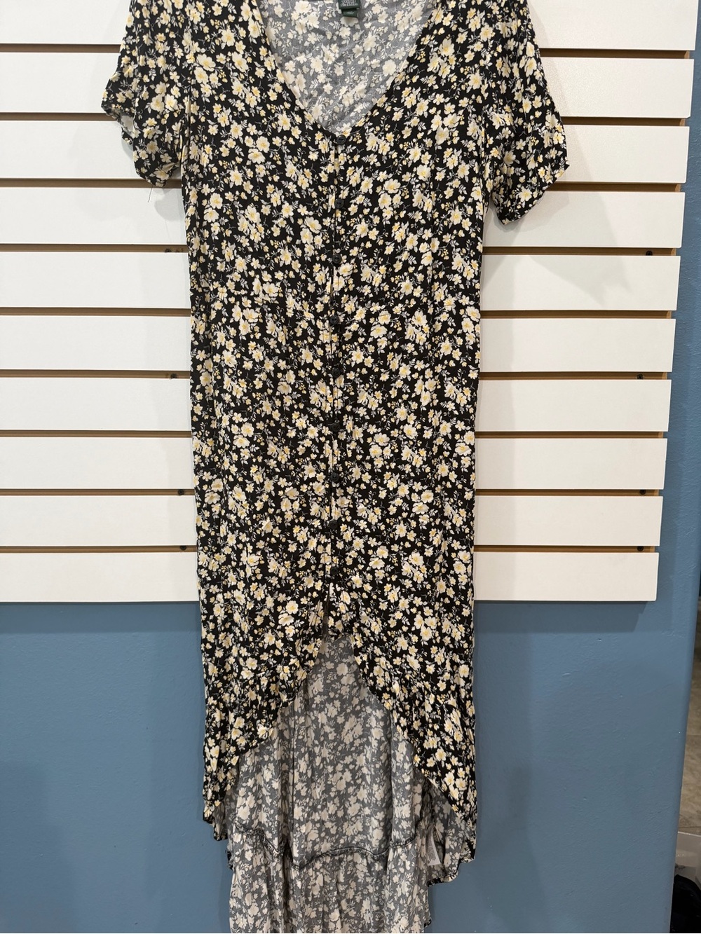 Floral High-Low Dress with Yellow Daisy Print